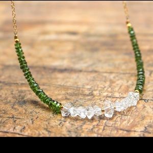 AAA CHROME Diopside + HERKIMER Diamond necklace Powerful stone Combo